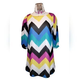 Multicolor Chevron Print Dress
